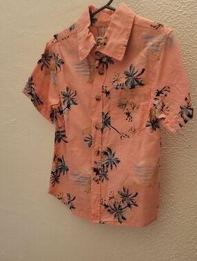 Crazy 8 Coral Pink Hawaiian Button-Up Shirt Size 5